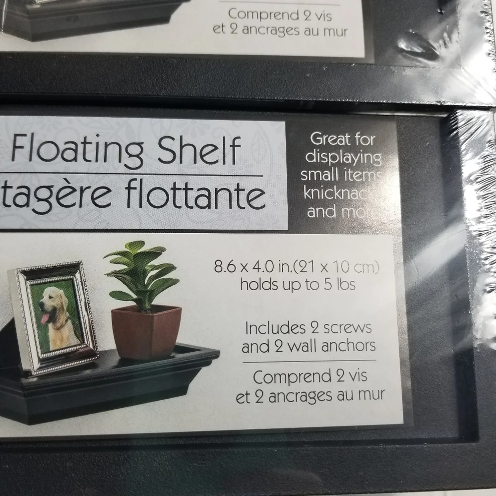 NEW IN PACKAGING SET OF 3 BLACK FLOATING SHELVES